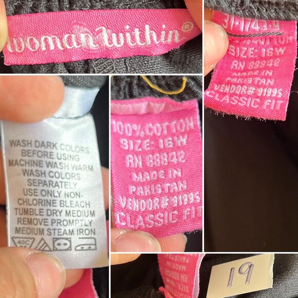 Woman Within Classic Fit Jeans Size 16W Black Cotton Pants Elastic Waist Pull On - Picture 6 of 10